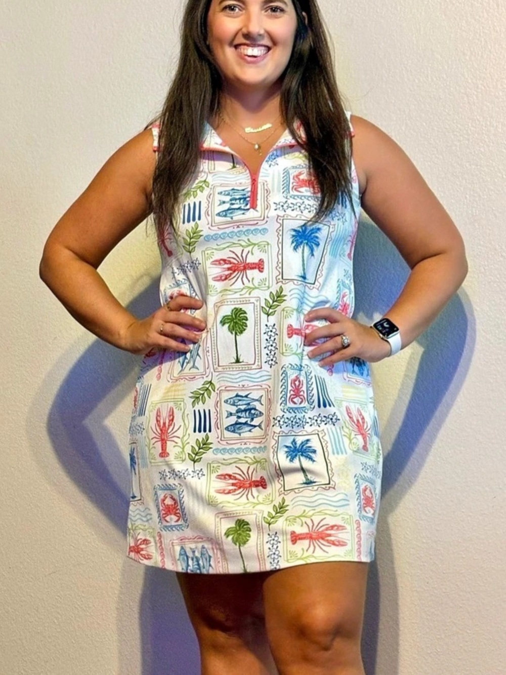 Women's Mini Dress in White & Multicolor NWT